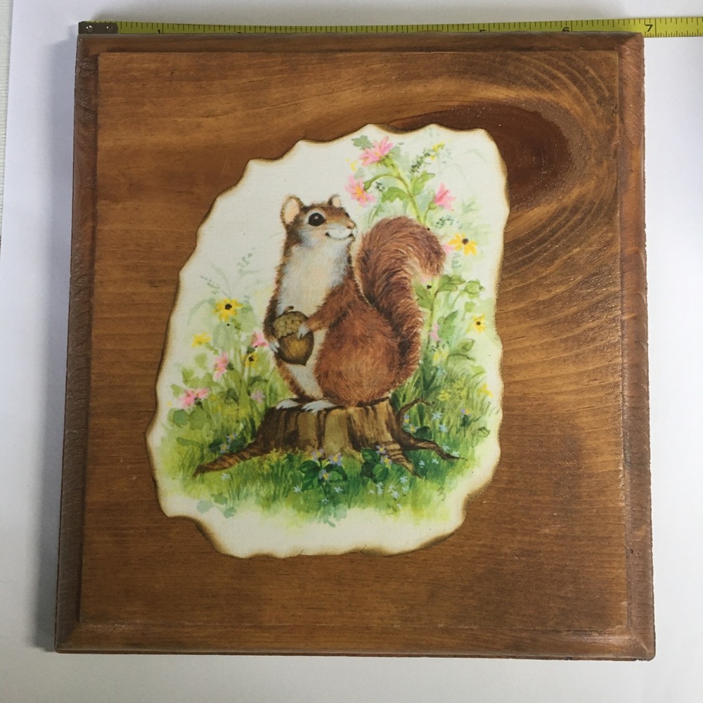 Vintage squirrel decoupage on wood